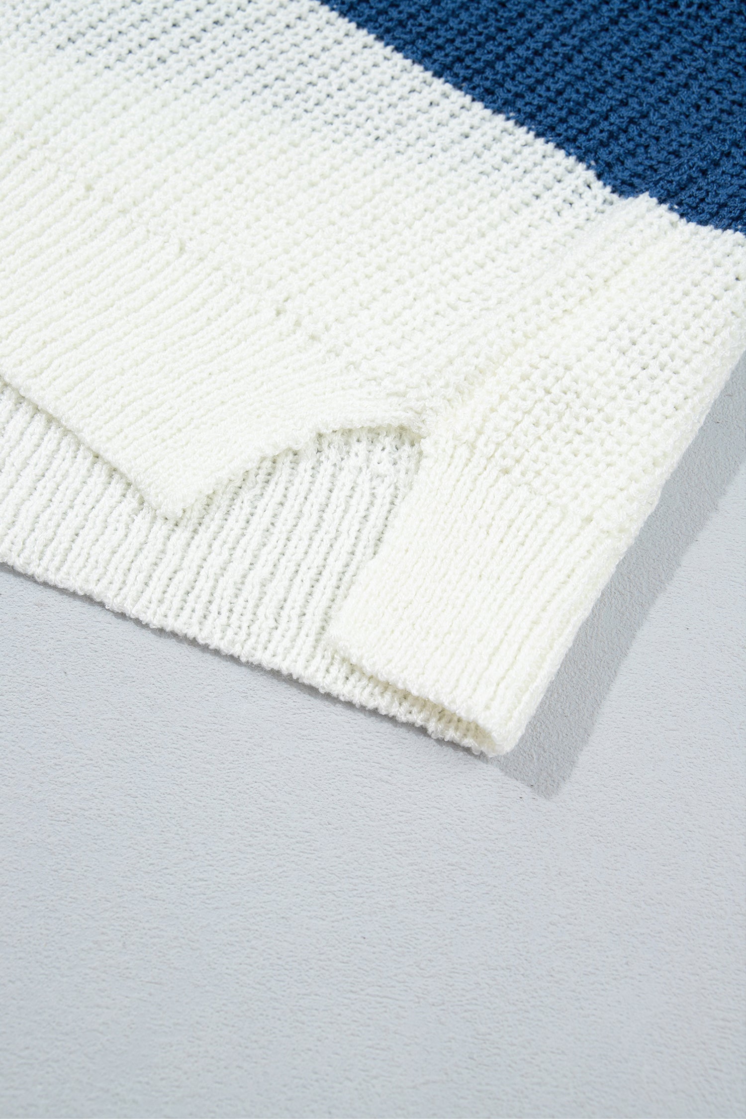 Striped Colorblock Cap Sleeve V-Neck Sweater | Zarnesh