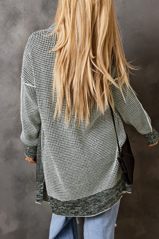 Women’s Long Plaid Knitted Open Front Cardigan | Zarnesh