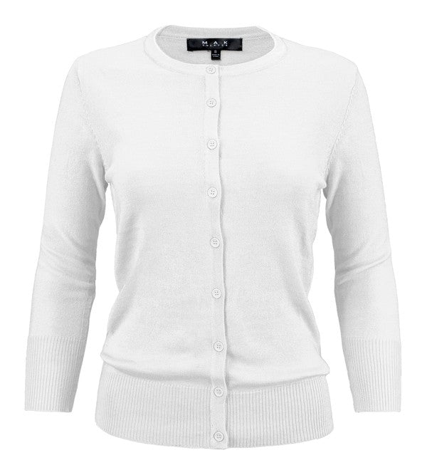 Women Crewneck Button Down Knit Cardigan Sweater | Zarnesh