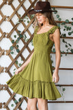 Women Plus Ruched Waist Ruffled Sleeveless Short Dress Zarnesh