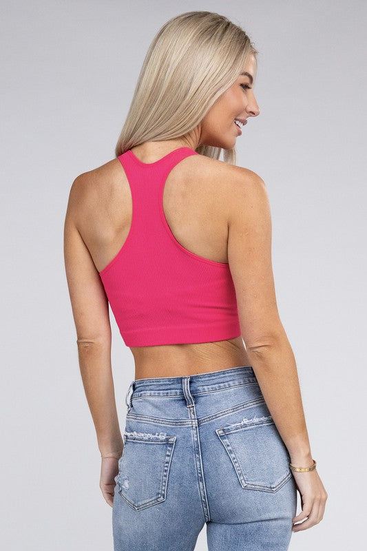 Women Ribbed Cropped Racerback Tank Top | Zarnesh