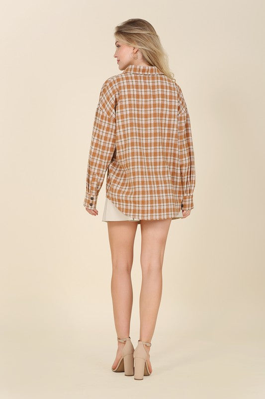 Women Autumn Beige Plaid Shirts | Zarnesh