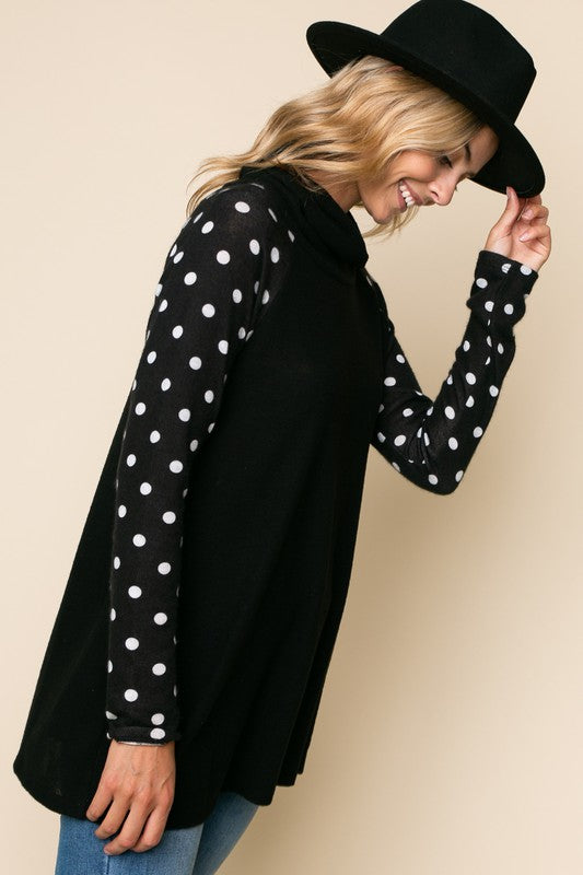 Women Polka Dot Turtle Neck Top | Zarnesh