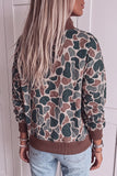 Camo print quilted sweatshirt, back view with ribbed hem and cuffs