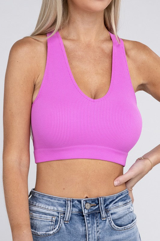 Women Ribbed Cropped Racerback Tank Top | Zarnesh