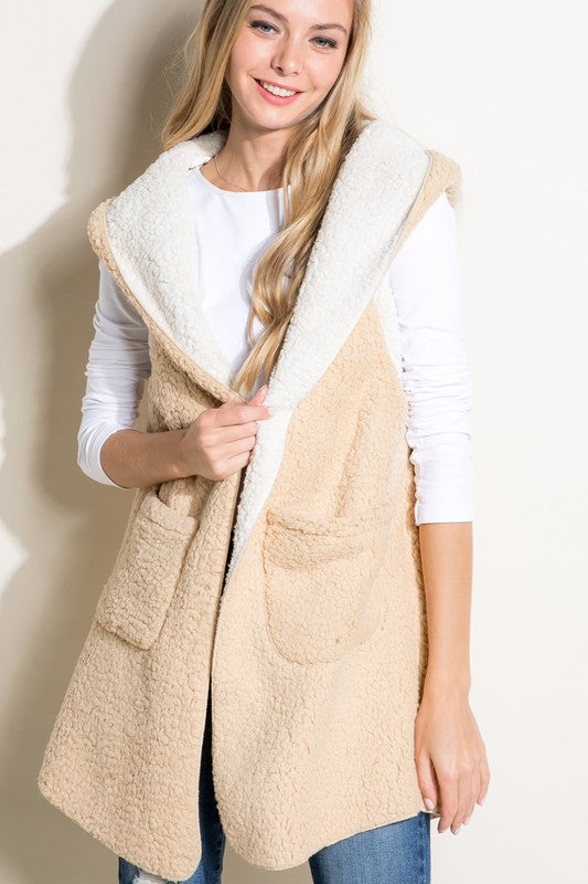 Women Plus Sherpa Long Vest | Zarnesh