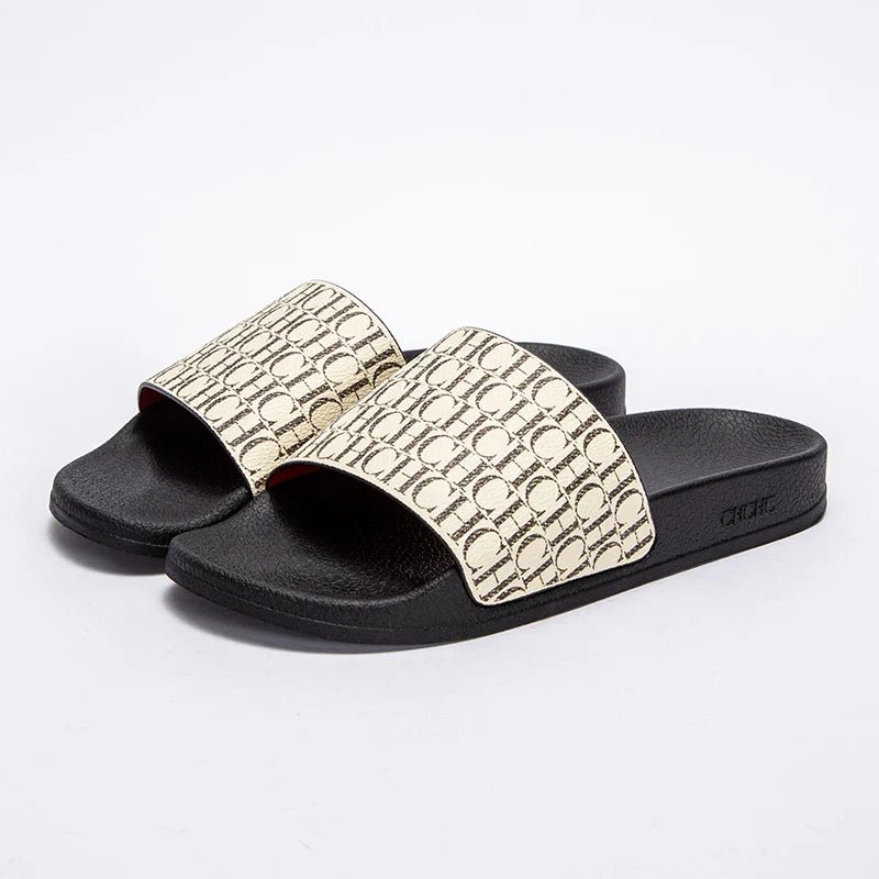 Black slides with gold pattern on a white background