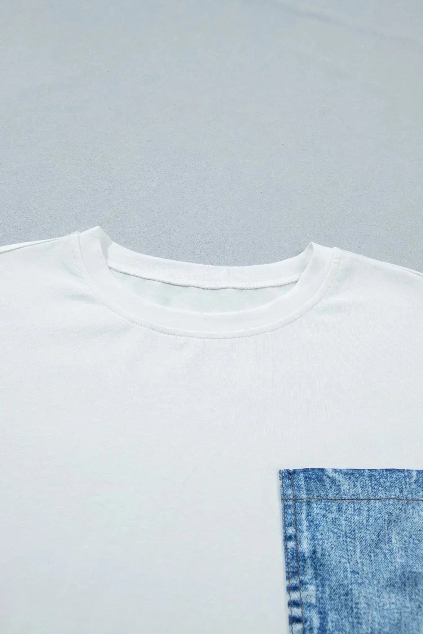 Colorblock Crew Neck Denim Pocket T-Shirt | Zarnesh
