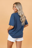 Colorblock Crew Neck Denim Pocket T-Shirt | Zarnesh