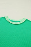 Colorblock Striped Knit Corded Uneven Hem T-Shirt | Zarnesh