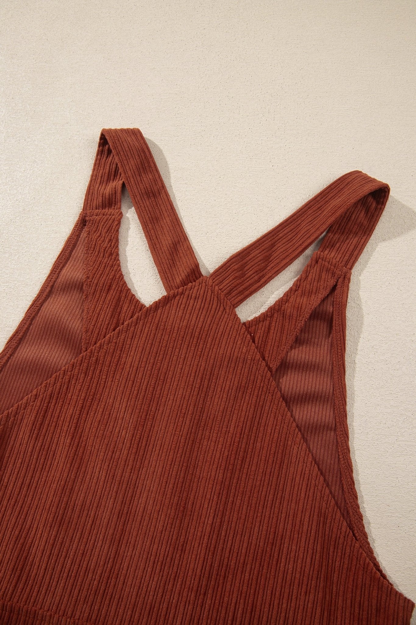 Corduroy Zip Front Cross Back Mini Dress | Zarnesh