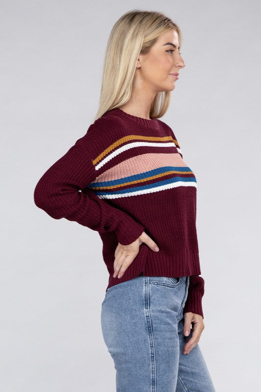 Women Everyday Wear Striped Pullover Sweater | Zarnesh