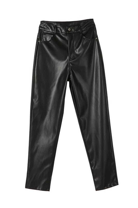 Women Solid Pattern Unlined But Opaque Vegan Leather Pants Zarnesh