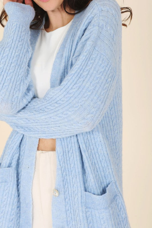 Women Cable Knit Wool Blend Cardigan | Zarnesh