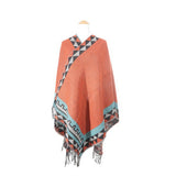 Women Vintage Open Front Cape Fringe Edges Tribal Poncho Zarnesh