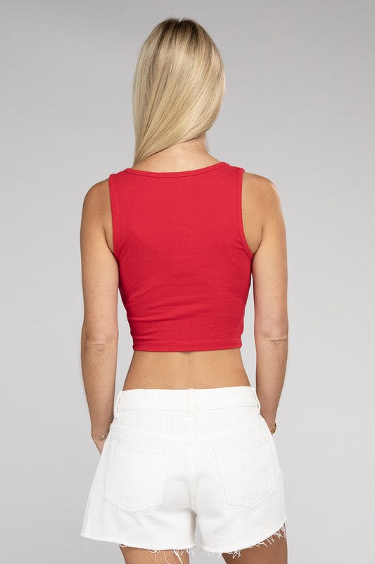 Women's Cotton Square Neck Cropped Cami Top | Zarnesh