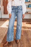 Double Button High Rise Waisted Flare Jeans | Zarnesh