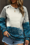 Women Vibrant Blue Tie Dye Cow Color Block Pullover Sweatshirt Zarnesh
