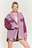 Women Plus Colorblock Sherpa Jacket JJO5017P | Zarnesh