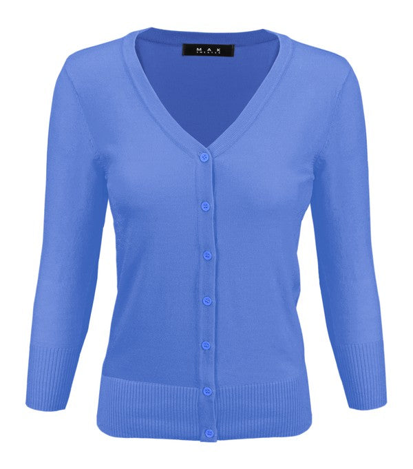 Women’s V-Neck Button Down Knit Cardigan Sweater | Zarnesh