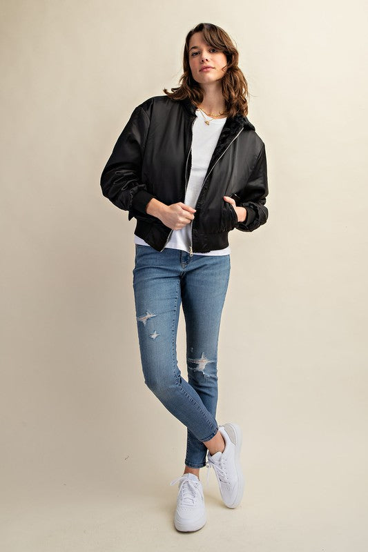 Women Reversible All-Weather Fur-Lined Bomber Jacket | Zarnesh