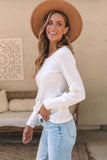 Women’s Mabel Ribbed Bishop Sleeve Round Neck Top | Zarnesh