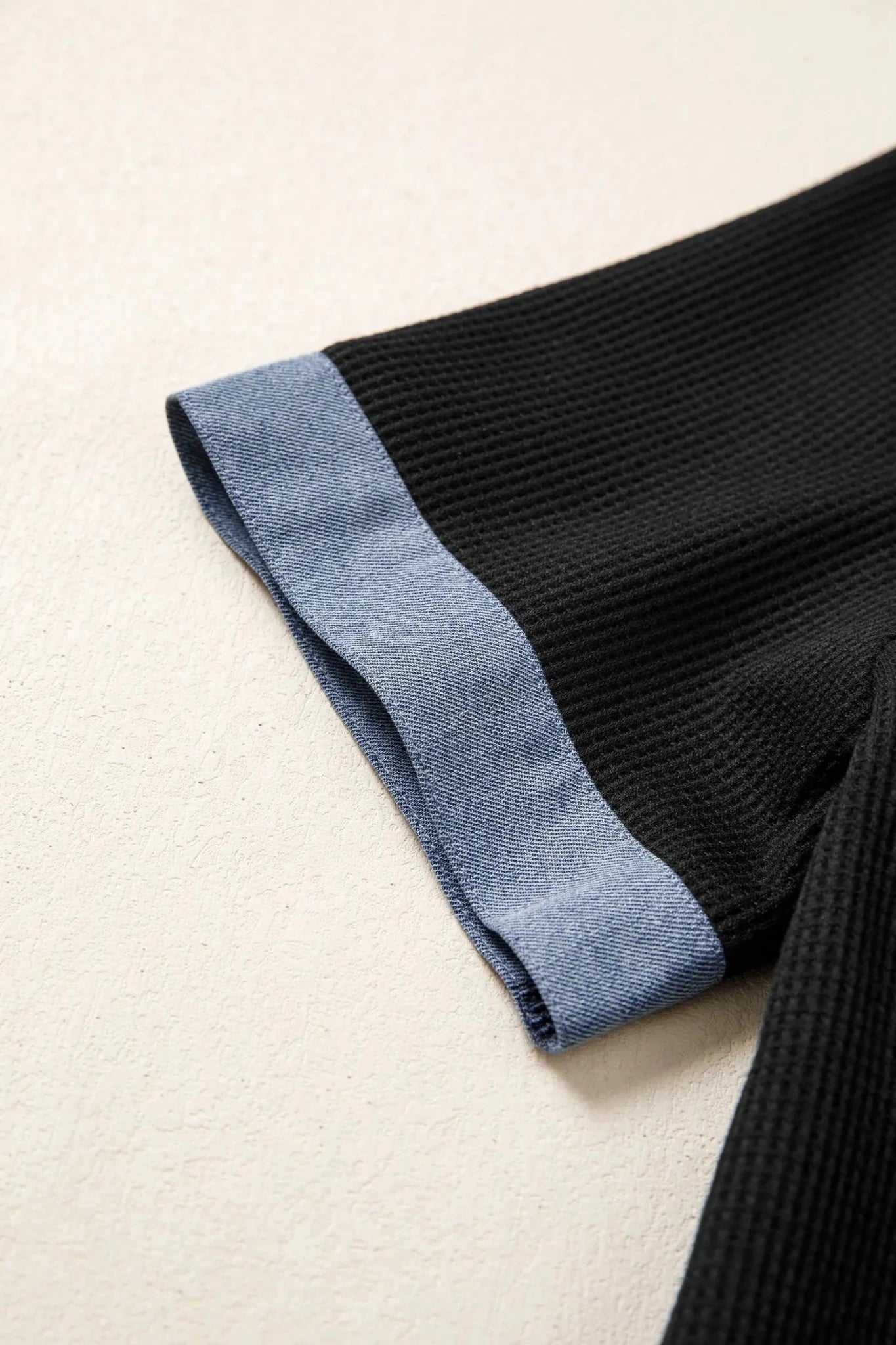 Denim Waffle Knit Colorblock Polo Shirt | Zarnesh