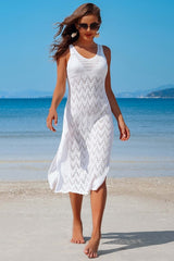 Women Side Split Crochet Coverup Long Beach Dress | Zarnesh