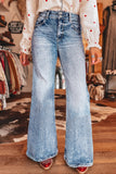 Double Button High Rise Waisted Flare Jeans | Zarnesh