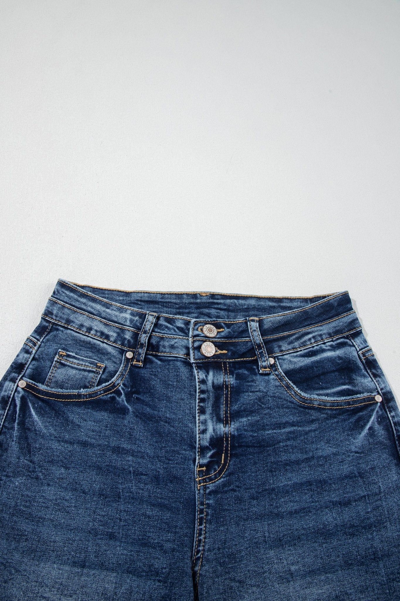 Double Button High Rise Waisted Flare Jeans | Zarnesh