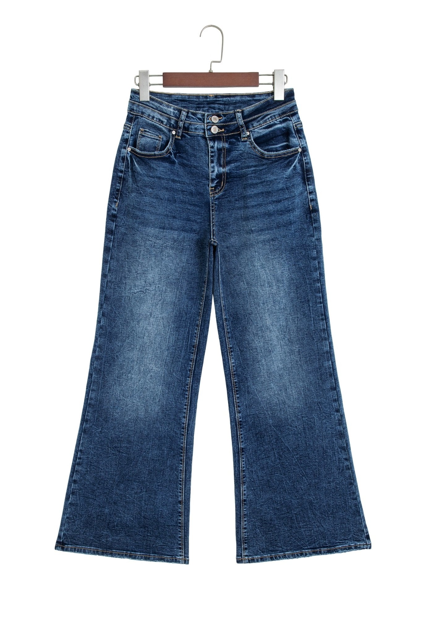 Double Button High Rise Waisted Flare Jeans | Zarnesh