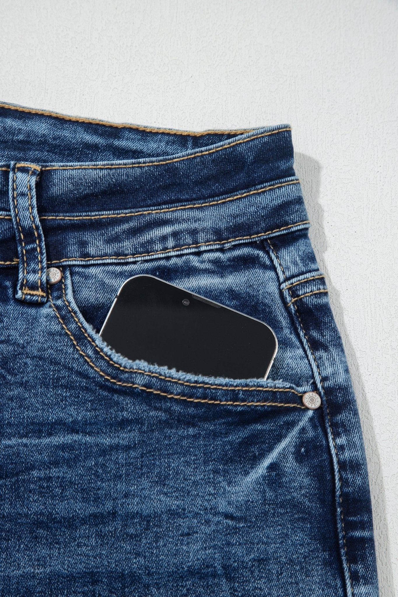 Double Button High Rise Waisted Flare Jeans | Zarnesh