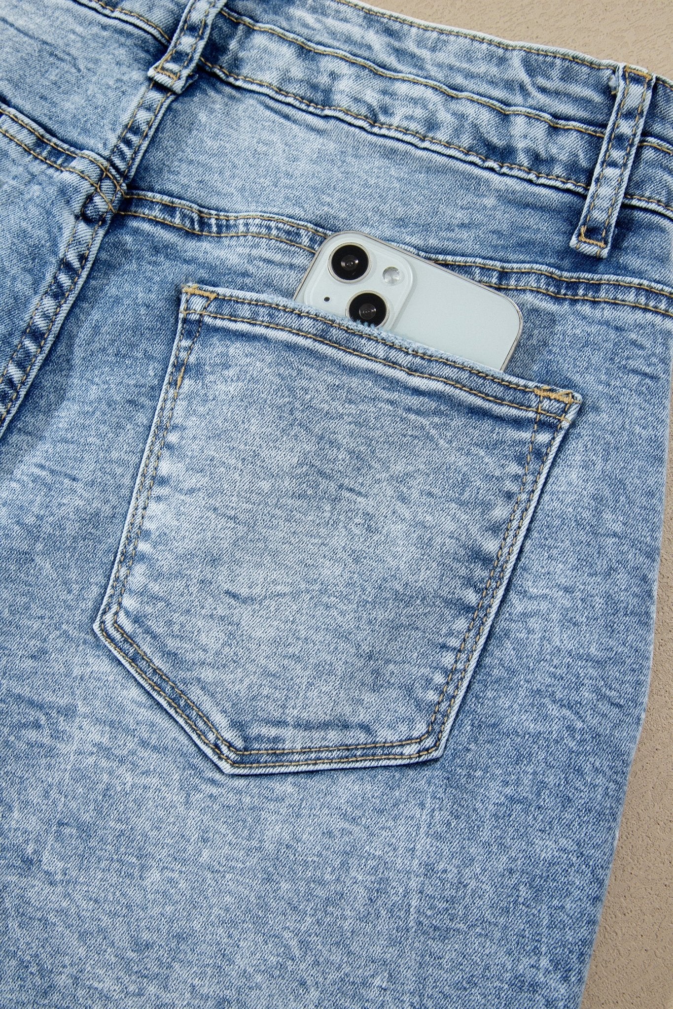 Double Button High Rise Waisted Flare Jeans | Zarnesh