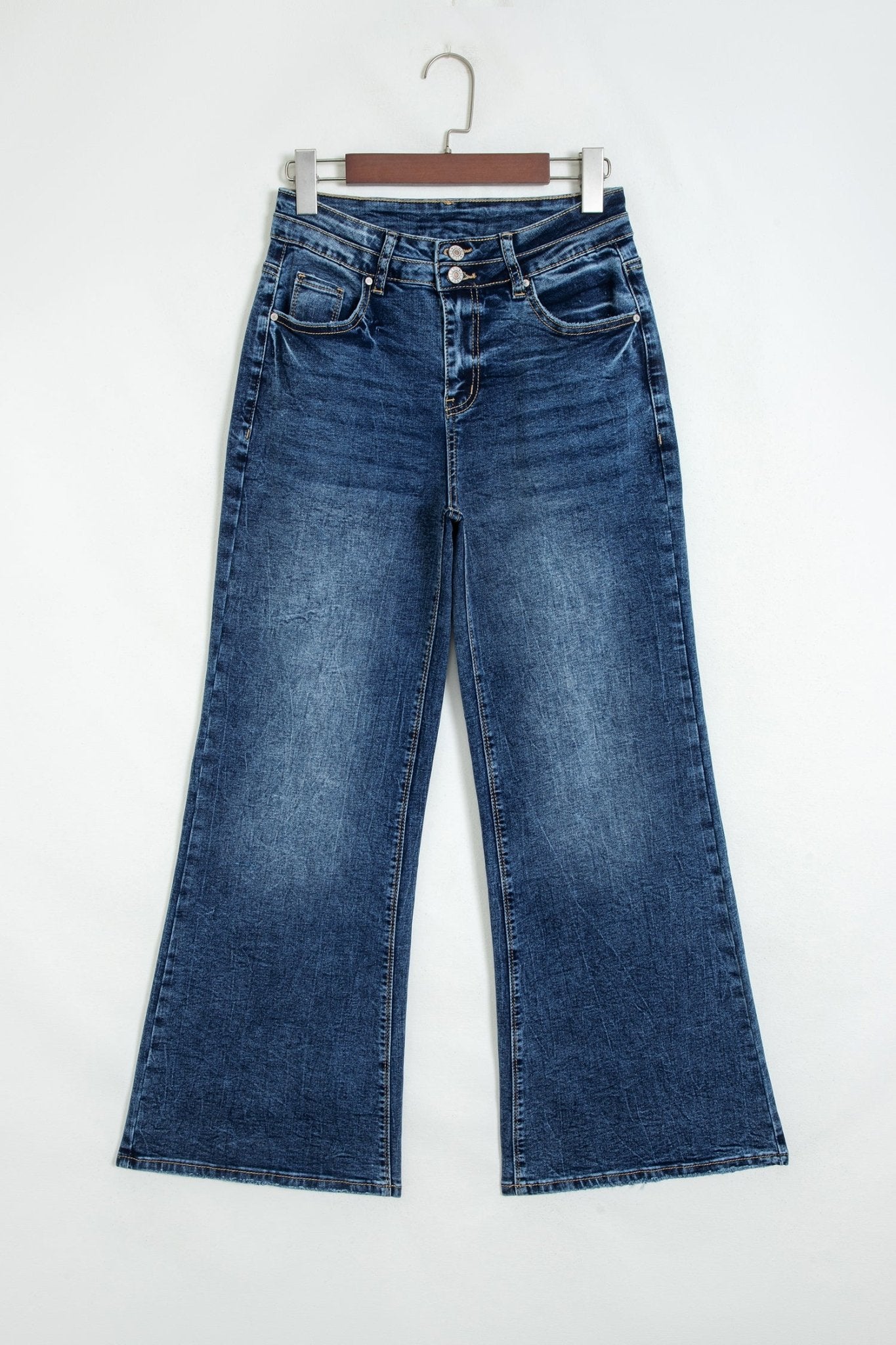 Double Button High Rise Waisted Flare Jeans | Zarnesh