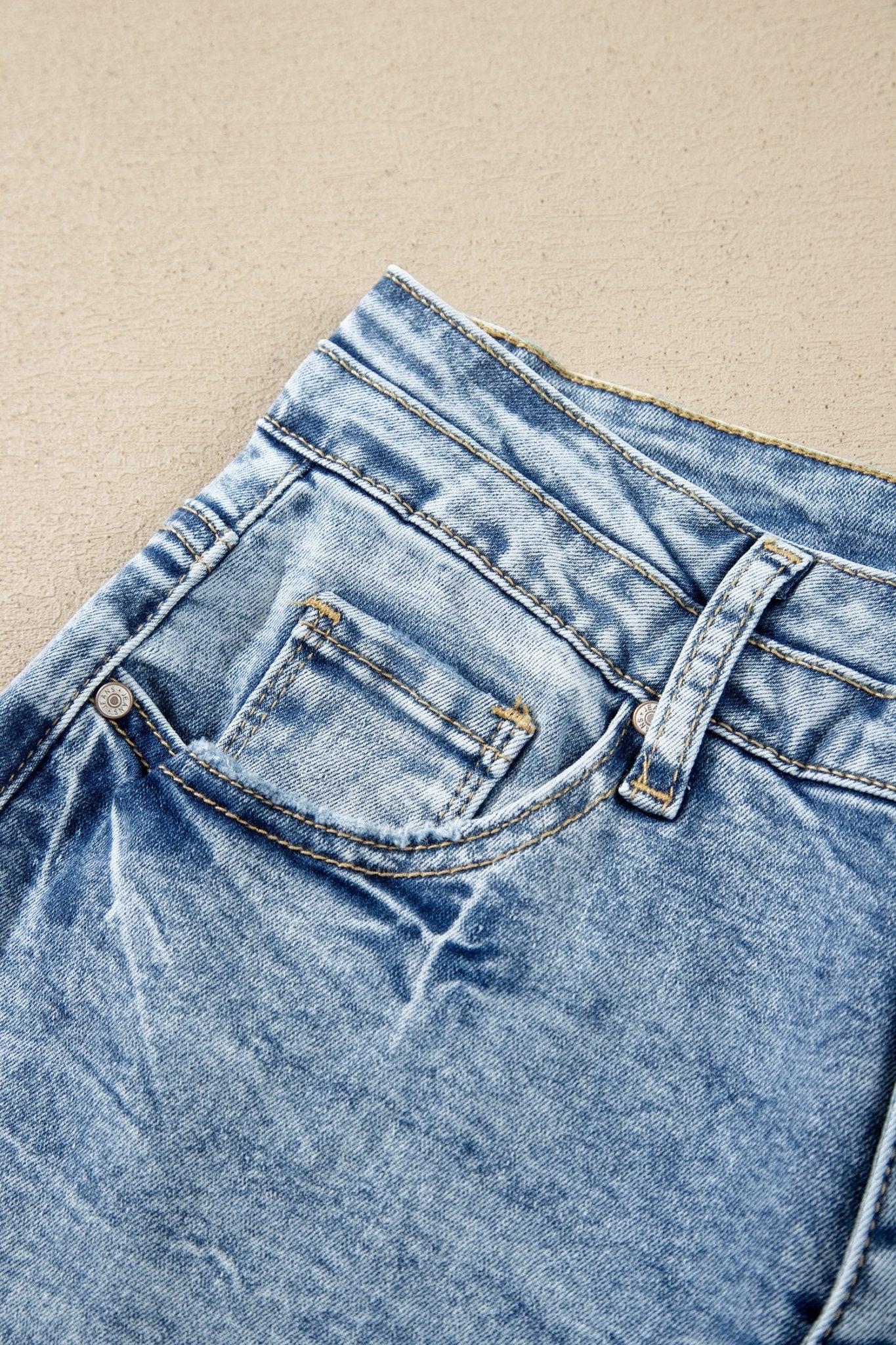 Double Button High Rise Waisted Flare Jeans | Zarnesh