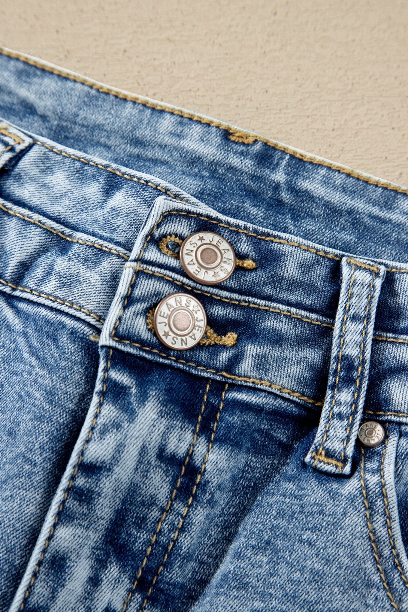 Double Button High Rise Waisted Flare Jeans | Zarnesh