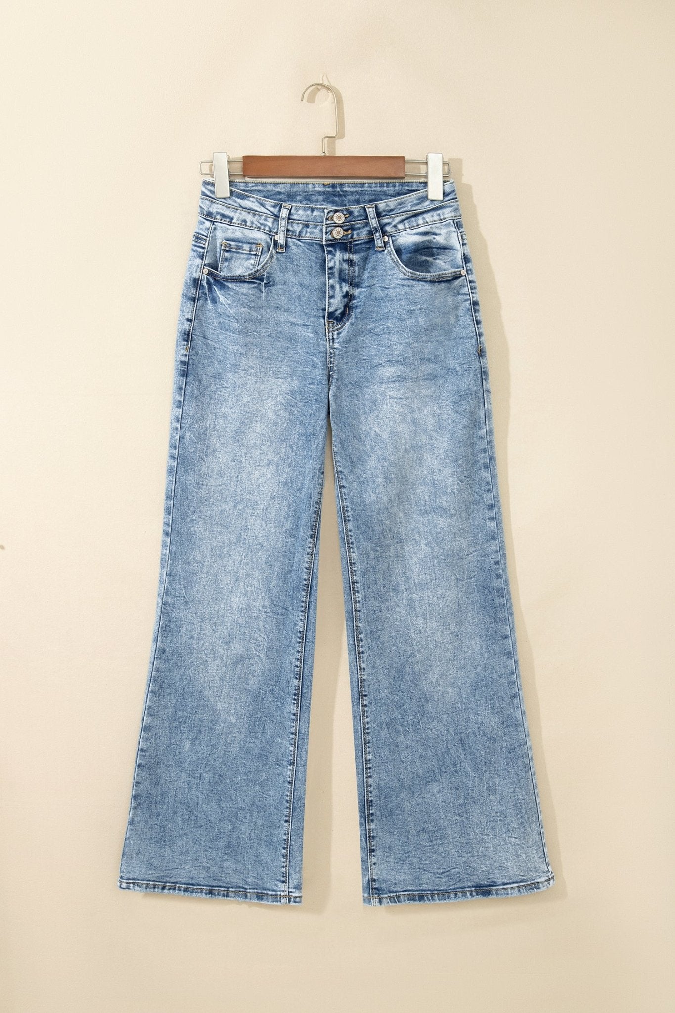 Double Button High Rise Waisted Flare Jeans | Zarnesh