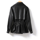 Black leather jacket on a white background