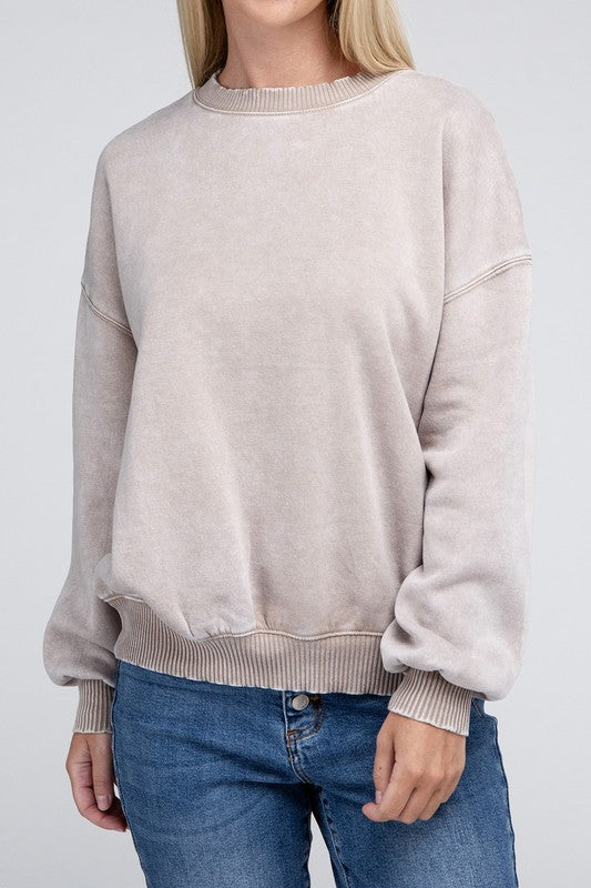 Women's Acid Wash Fleece Oversized Pullover | Zarnesh