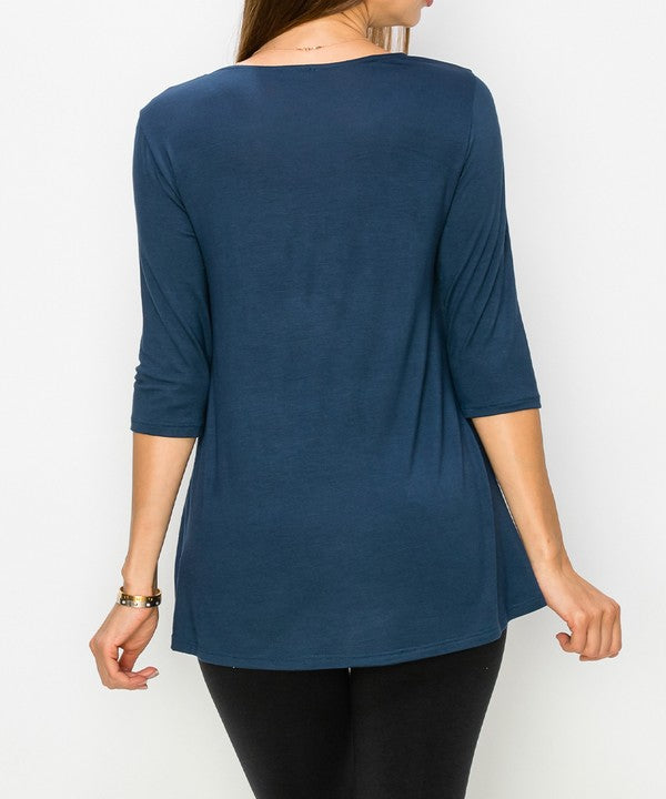 Women Bamboo U Neck Elbow Length Flared Bottom Tunic T Shirt Zarnesh