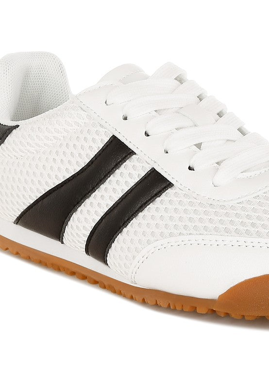 Women Blaster Anti Skid Sole Striped Lace Up Sneakers Zarnesh