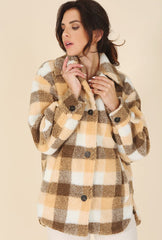 Women’s Plaid Sherpa Jacket with Pockets | Zarnesh