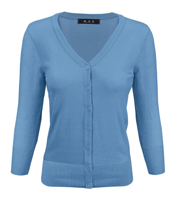 Women’s V-Neck Button Down Knit Cardigan Sweater | Zarnesh