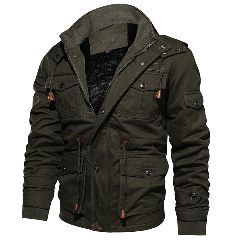 Men's Winter Fleece Jacket | Warm Hooded Coat for Military-Inspired Style | Zarnesh Outerwear