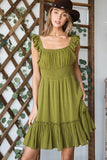 Women Plus Ruched Waist Ruffled Sleeveless Short Dress Zarnesh