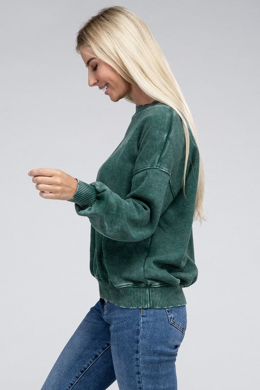 Women's Acid Wash Fleece Oversized Pullover | Zarnesh