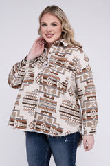 Women Plus Size Aztec Western Shacket | Zarnesh