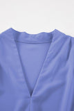 Elegant V-Neck Solid Pleated Long Sleeve Blouse | Zarnesh