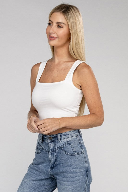 Women's Cotton Square Neck Cropped Cami Top | Zarnesh