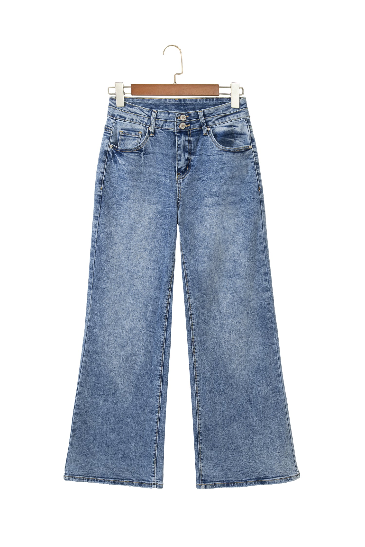 Double Button High Rise Waisted Flare Jeans | Zarnesh